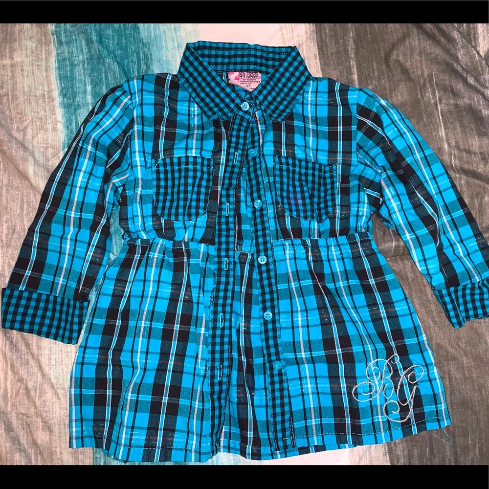 Girls 4T Blue Plaid Shirt